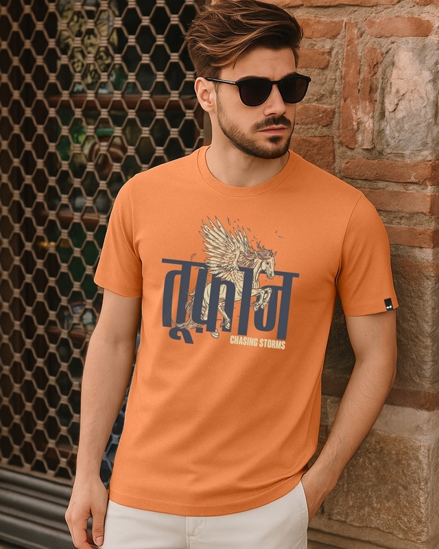 Shop Men's Orange Too Fan Graphic Printed T-shirt-Front