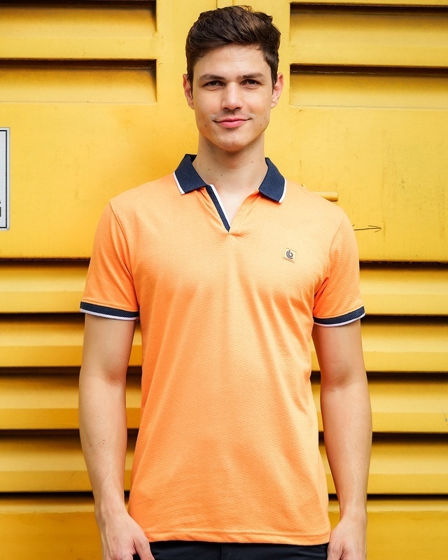 Shop Men's Orange Polo T-shirt-Front