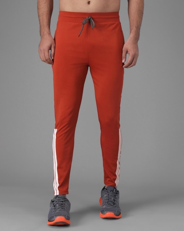 Shop Men's Orange Relaxed Fit Track Pants-Front