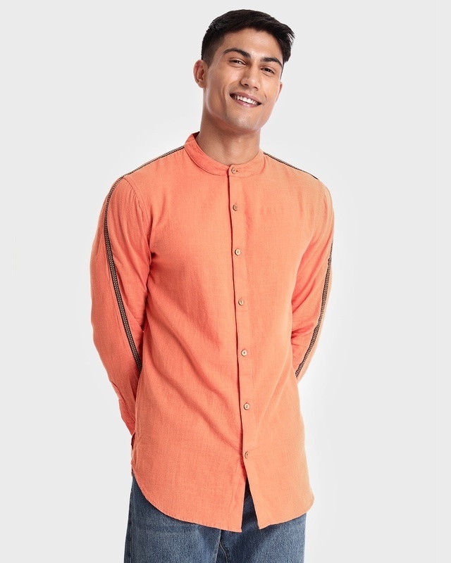 Shop Men's Orange Tape Shirt-Front