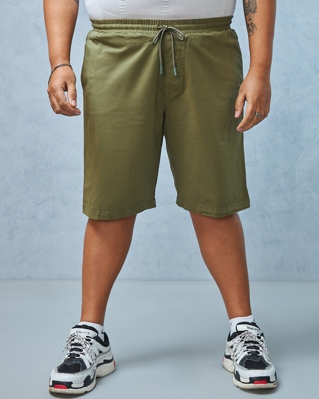 Shop Men's Green Plus Size Shorts-Front