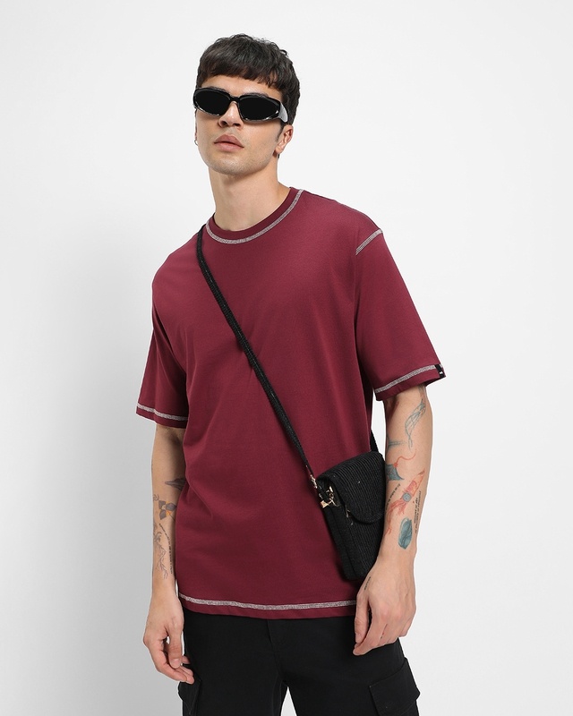 Men's Maroon Oversized T-shirt