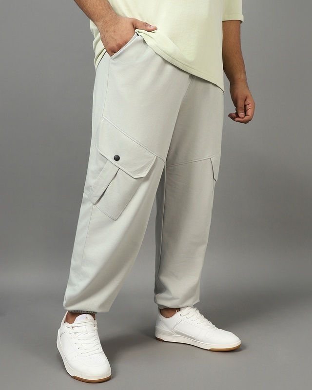 Buy LOOSE HIGH-WAIST GREY WIDE JOGGERS for Women Online in India