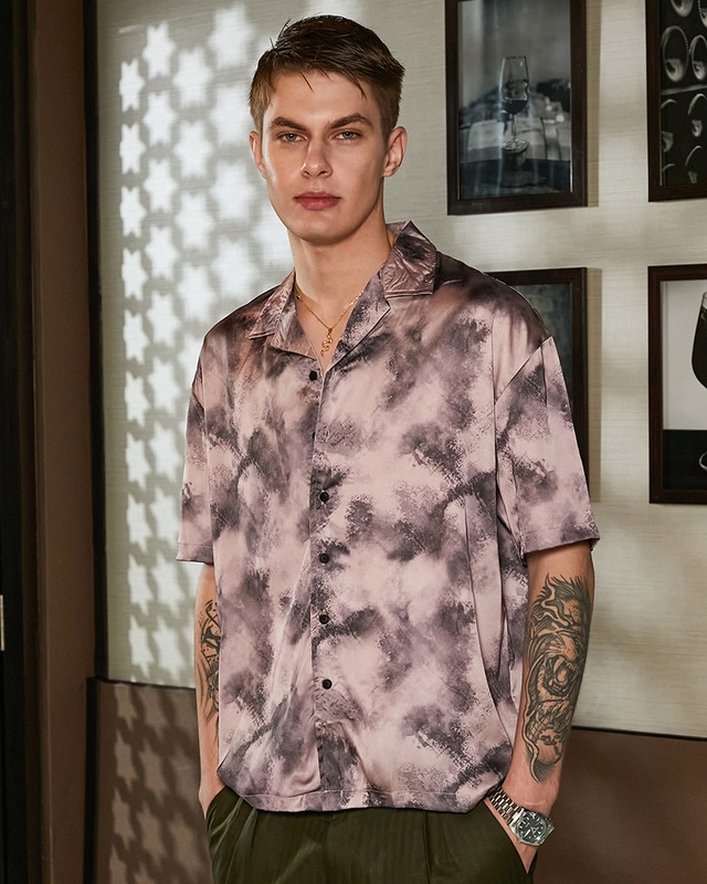 Men's Pastel Purple Printed Shirt