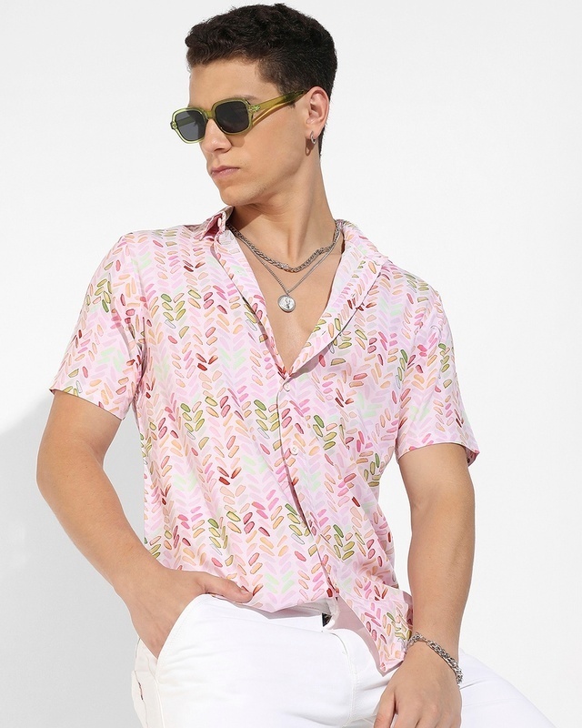 Shop Men's Pink All Over Printed Shirt-Front