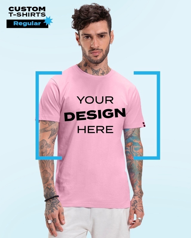 Shop Men's Pink Customizable T-shirt-Front