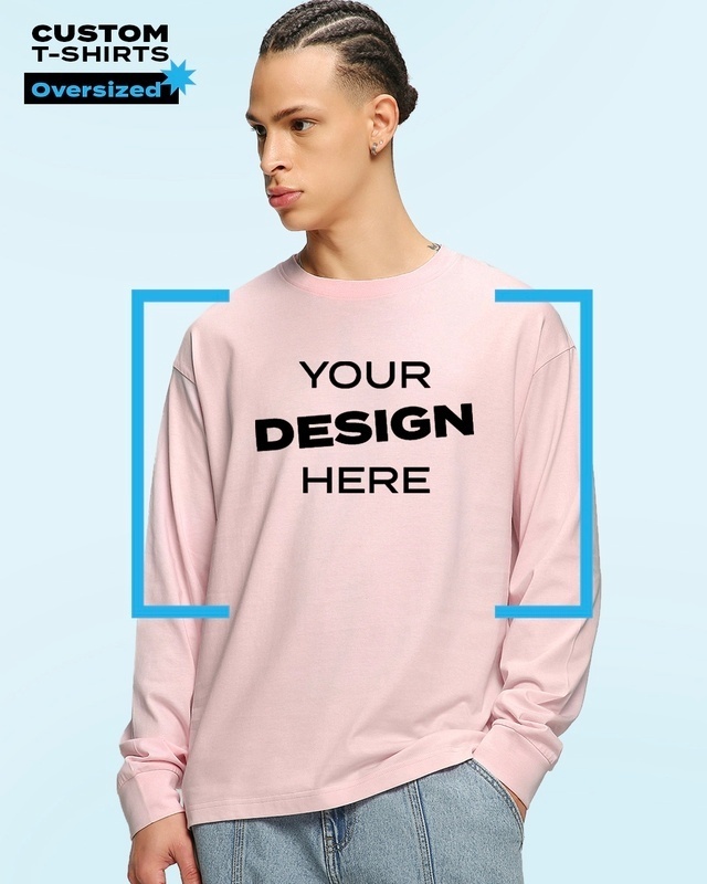 Shop Men's Pink Customizable Oversized T-shirt-Front