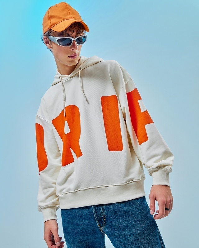 Shop Men's Gardenia Drip Typography Oversized Hoodies-Front