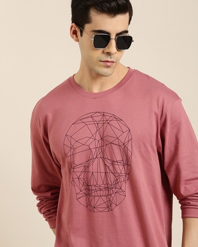 Shop Men's Pink Graphic Printed Oversized T-shirt-Front
