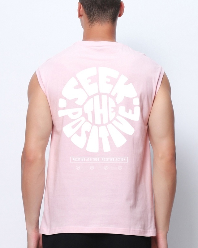 Shop Men's Pink Peace Seeker Graphic Printed Boxy Fit Vest-Front