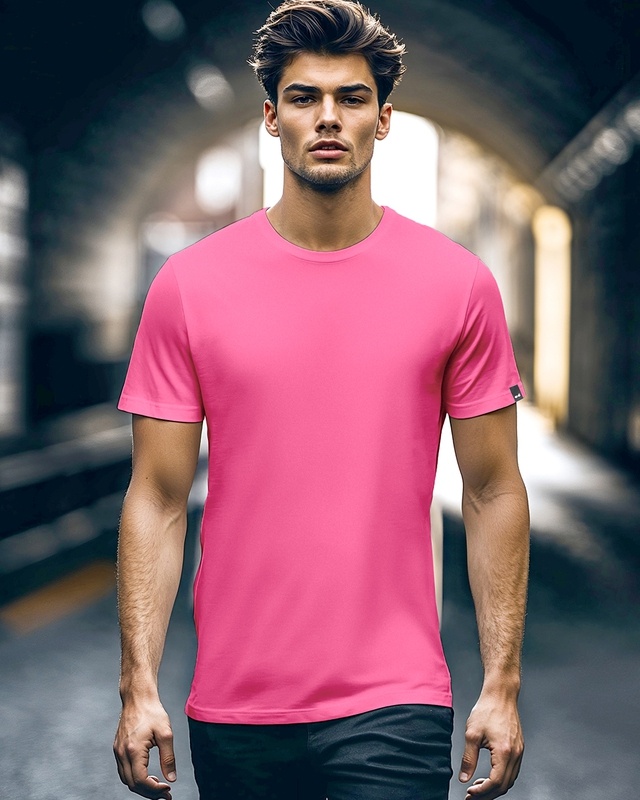 Shop Men's Pink T-shirt-Front