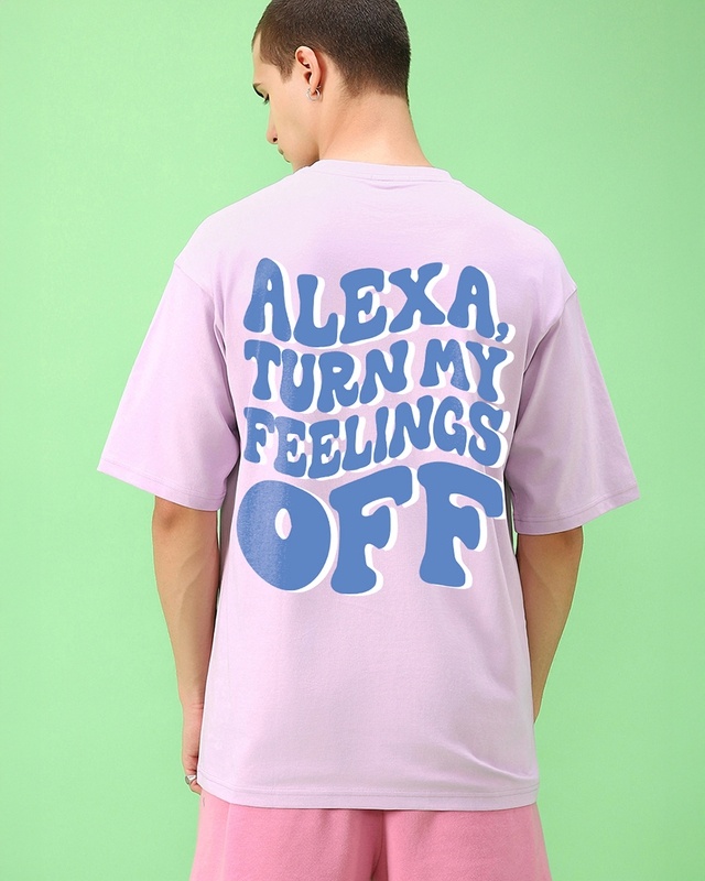 Shop Men's Purple Alexa Typography Oversized T-shirt-Front