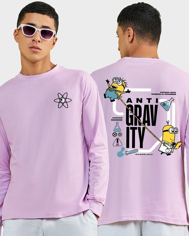 Shop Men's Purple Anti Gravity Graphic Printed Oversized T-shirt-Front