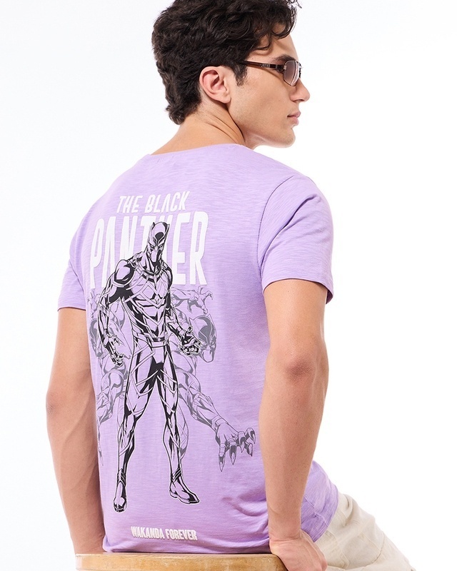 Shop Men's Purple Black Panther Graphic Printed T-shirt-Front