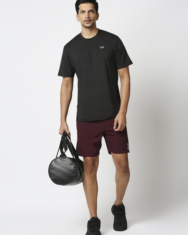 Shop Men's Purple Knee Striped Casual Shorts-Front