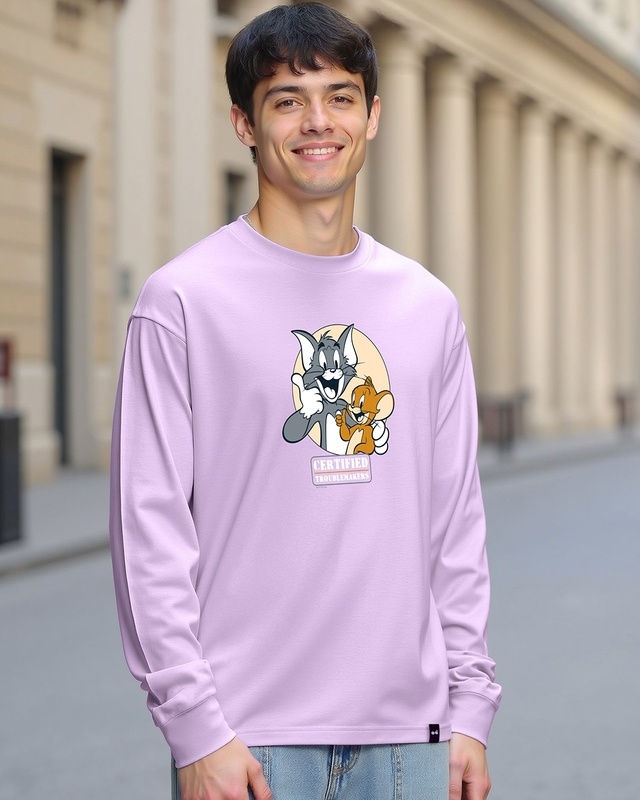Shop Men's Purple Certified Troublemakers (TJL) Graphic Printed Oversized T-shirt-Front