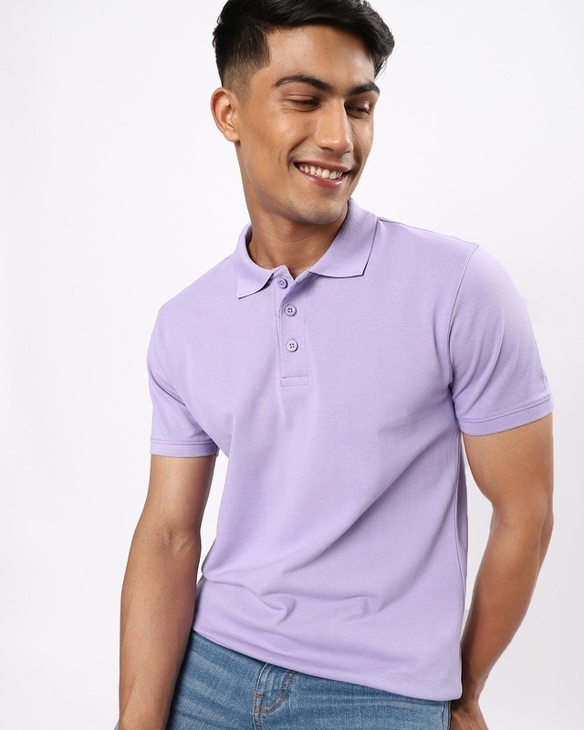 Shop Men's Purple Classic Pique Polo T-shirt-Front