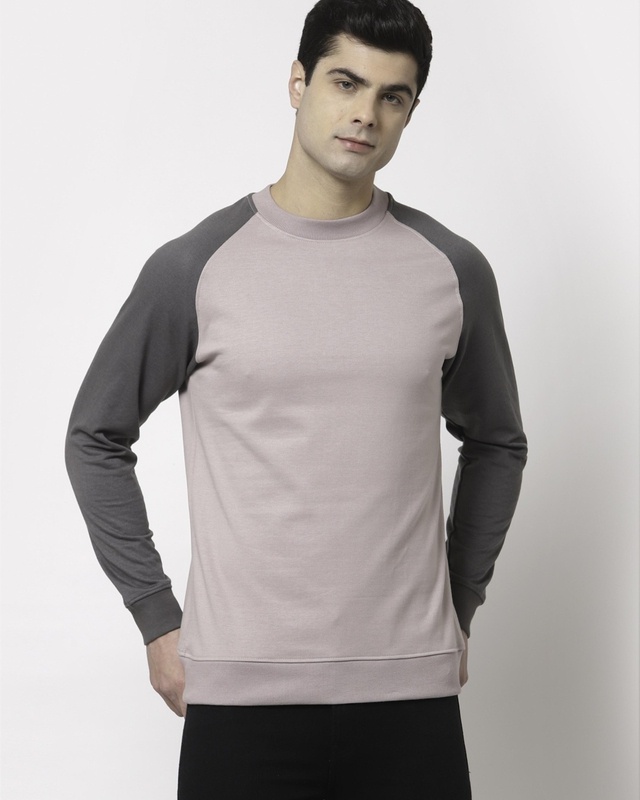 Shop Men's Purple Color Block Sweatshirt-Front