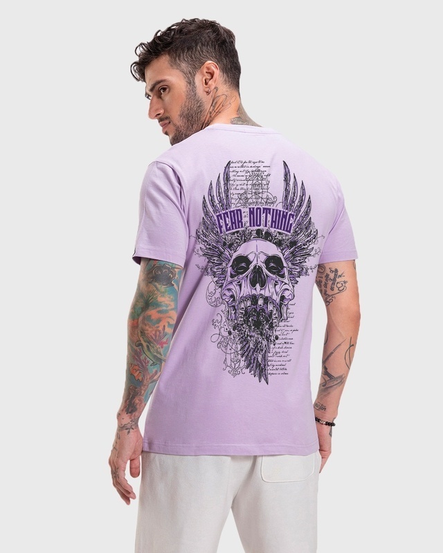 Shop Men's Purple Fear Nothing Graphic Printed T-shirt-Front