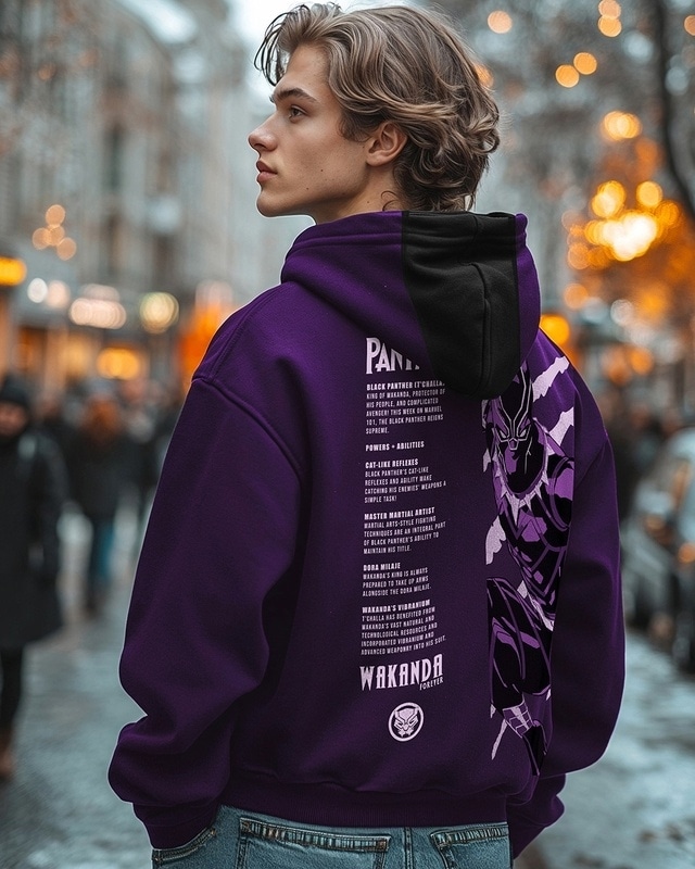 Shop Men's Purple Graphic Printed Oversized Hoodies-Front