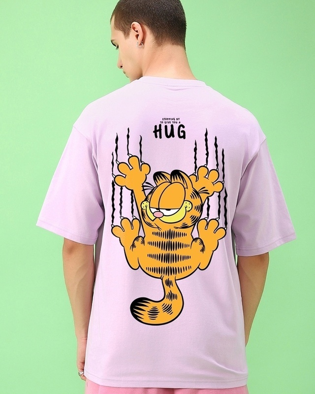 Shop Men's Purple Hug It Out Graphic Printed Oversized T-shirt-Front