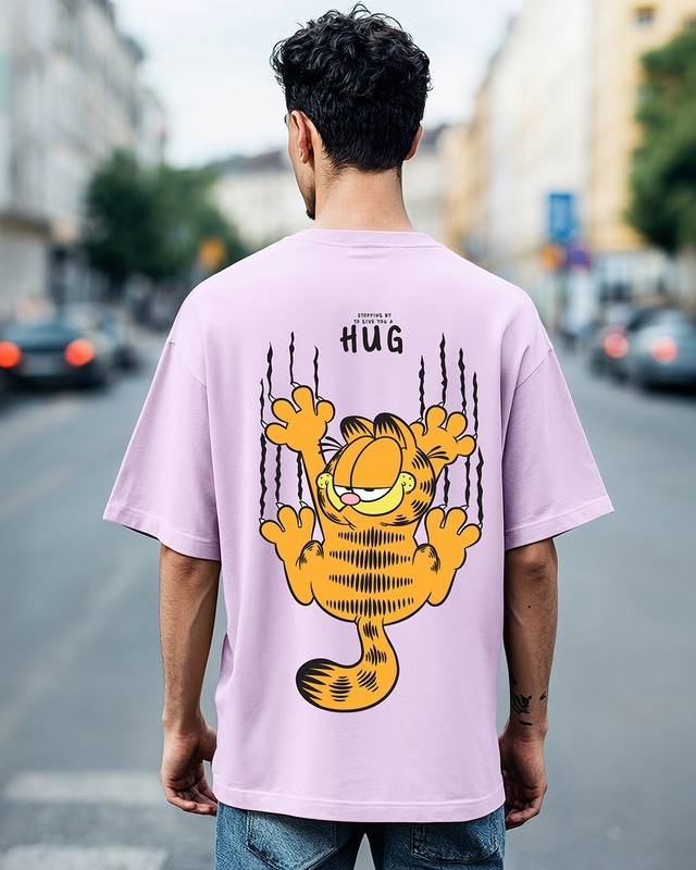 Shop Men's Purple Hug It Out Graphic Printed Oversized T-shirt-Front