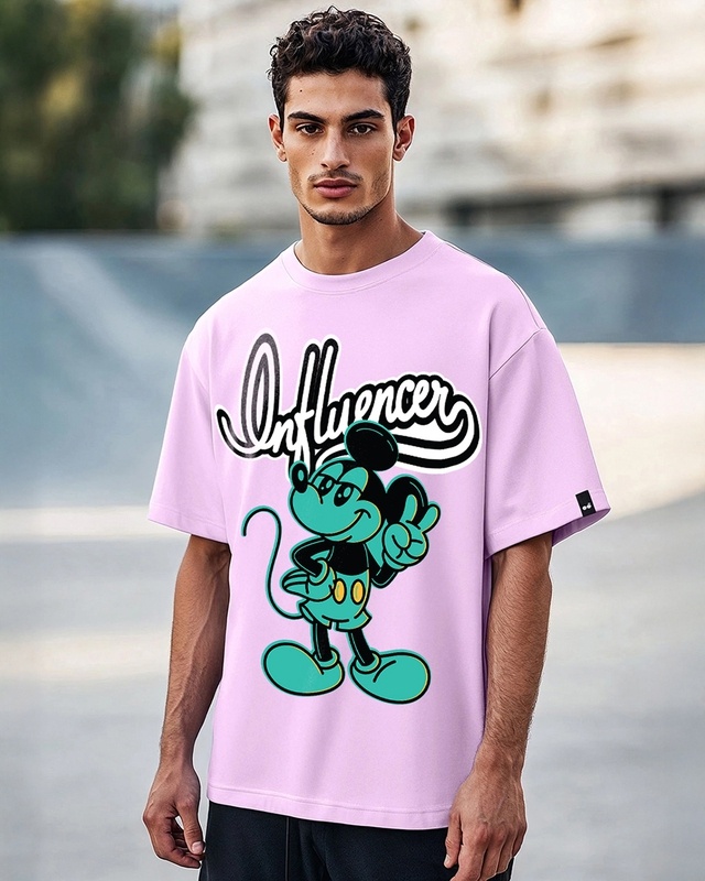 Shop Men's Purple Influencer Graphic Printed Oversized T-shirt-Front