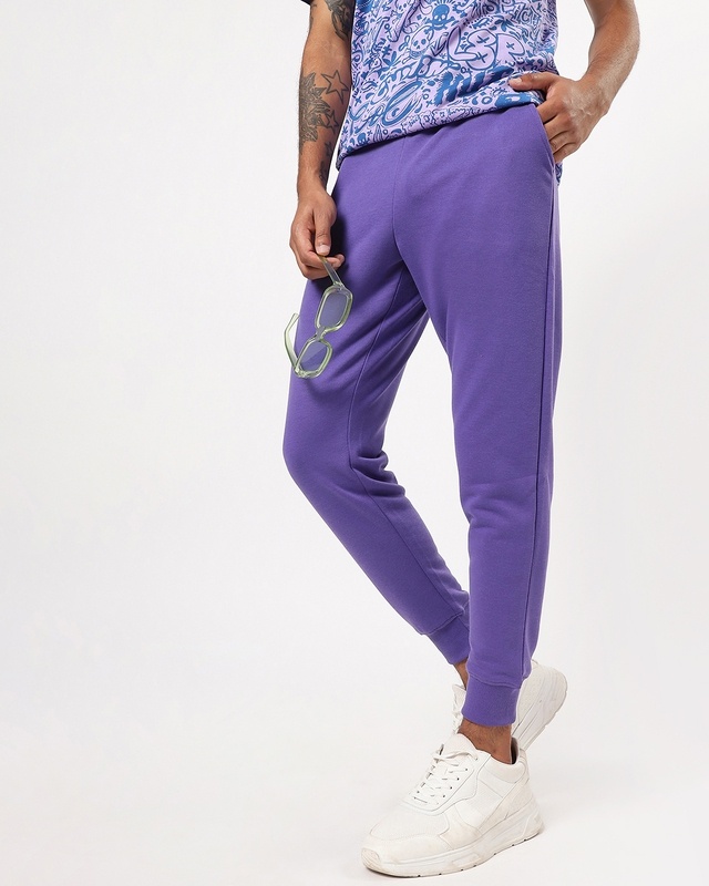 Shop Men's Purple Joggers-Front