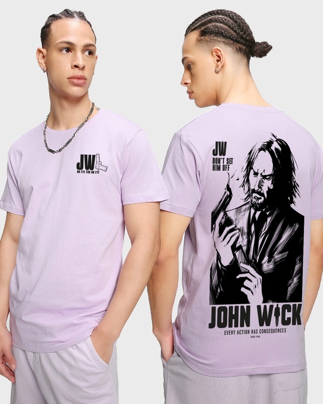 Shop Men's Purple John Wick 4/1 Graphic Printed T-shirt-Front