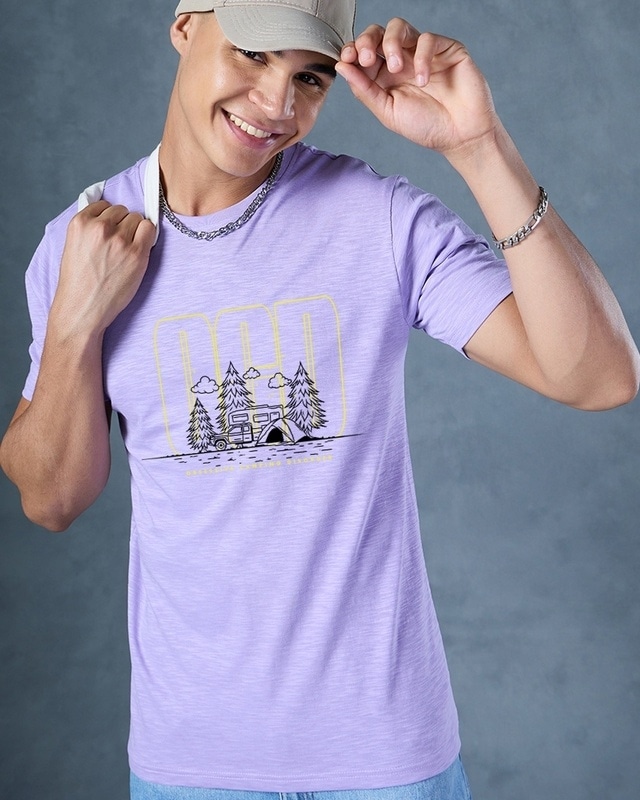 Shop Men's Purple OCD Graphic Printed T-shirt-Front