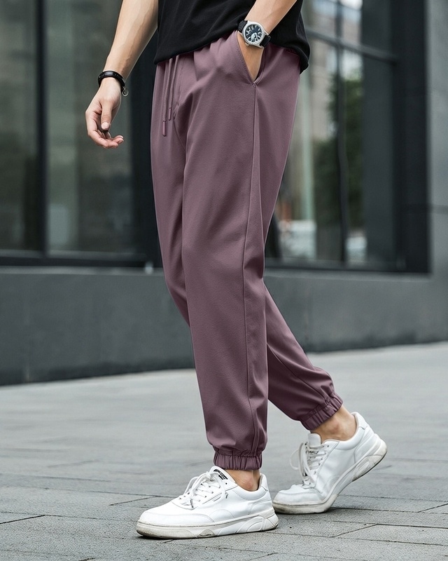 Shop Men's Purple Oversized Joggers-Front