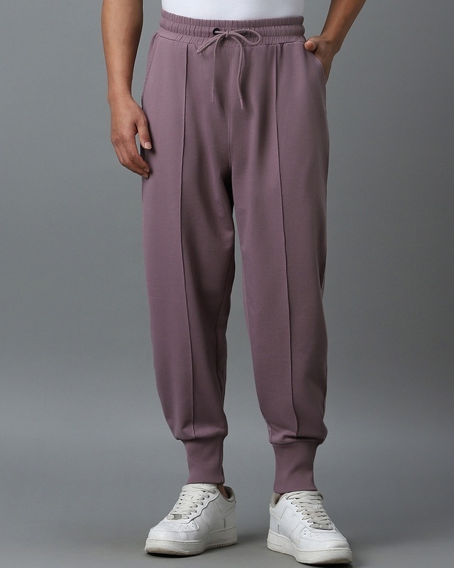 Shop Men's Purple Oversized Joggers-Front