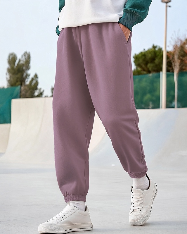 Shop Men's Purple Oversized Joggers-Front