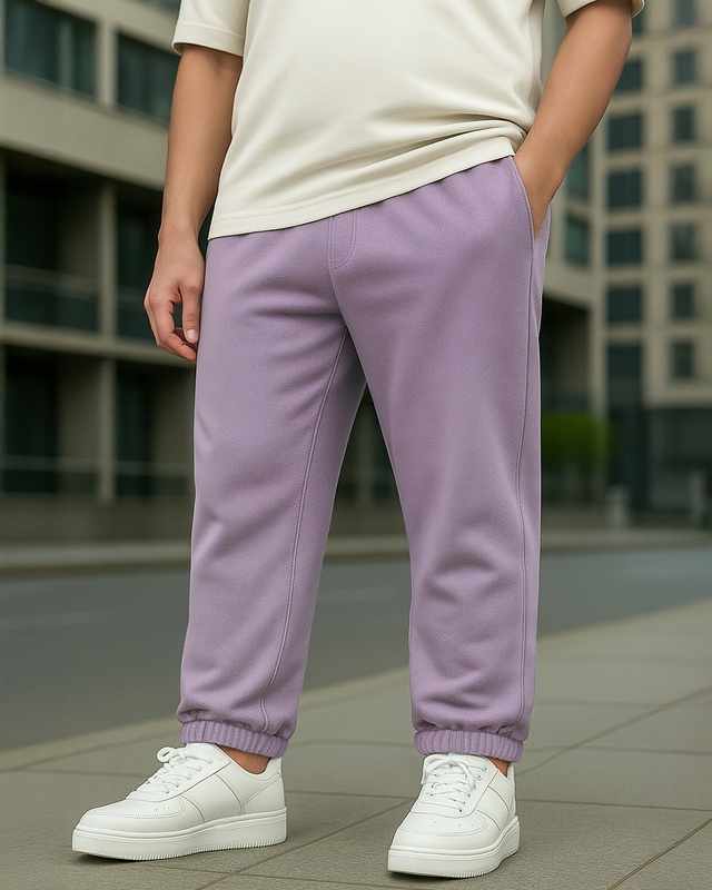 Shop Men's Purple Oversized Plus Size Brushed Joggers-Front