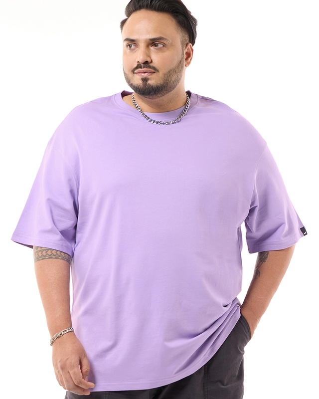 Shop Men's Purple Oversized Plus Size T-shirt-Front