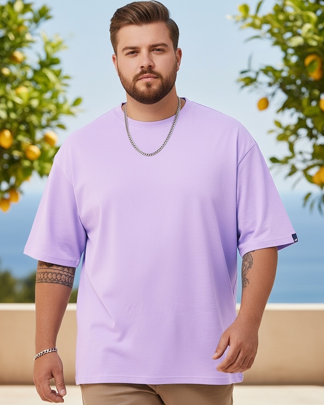 Men's Purple Oversized Plus Size T-shirt-Front Bewakoof Shop Men's Purple Oversized Plus Size T-shirt-Front