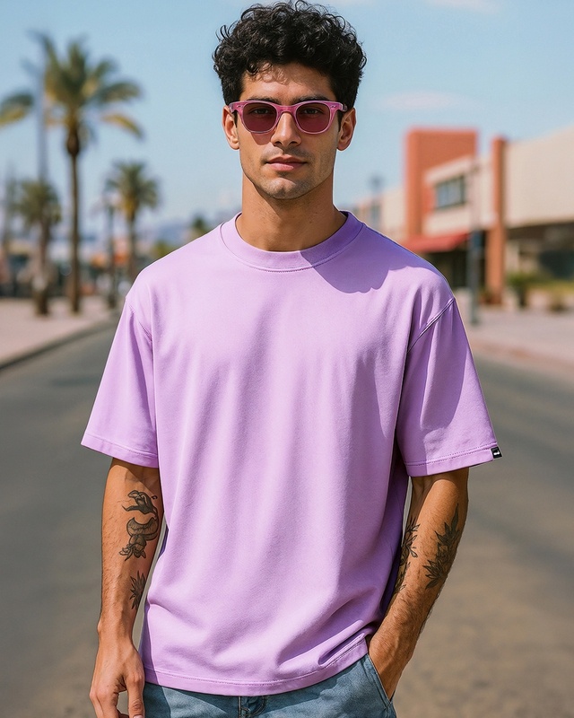 Shop Men's Purple Oversized T-shirt-Front