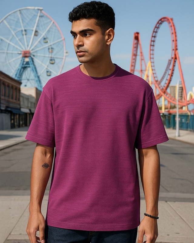 Shop Men's Purple Oversized T-shirt-Front