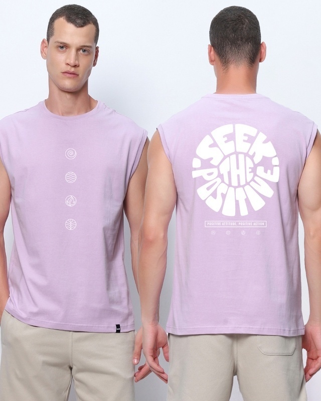 Shop Men's Purple Peace Seeker Graphic Printed Boxy Fit Vest-Front