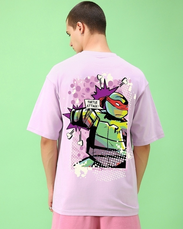 Shop Men's Purple Raphael Graphic Printed Oversized T-shirt-Front