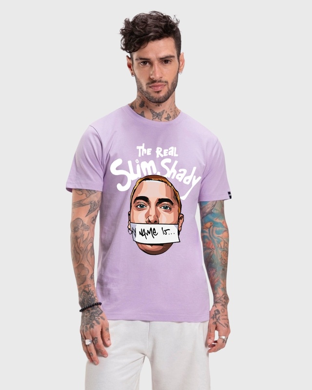 Shop Men's Purple Real Slim Shady Graphic Printed T-shirt-Front