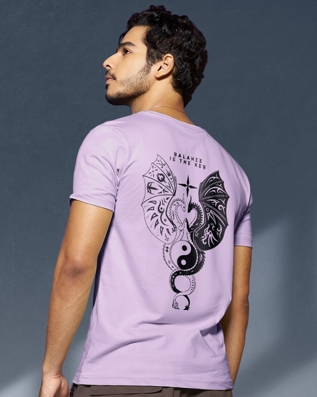 Shop Men's Purple Seek Balance Graphic Printed T-shirt-Front