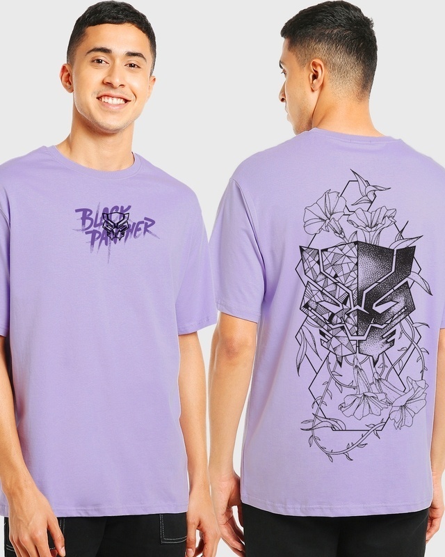 Shop Men's Purple The Warrior King Graphic Printed Oversized T-shirt-Front