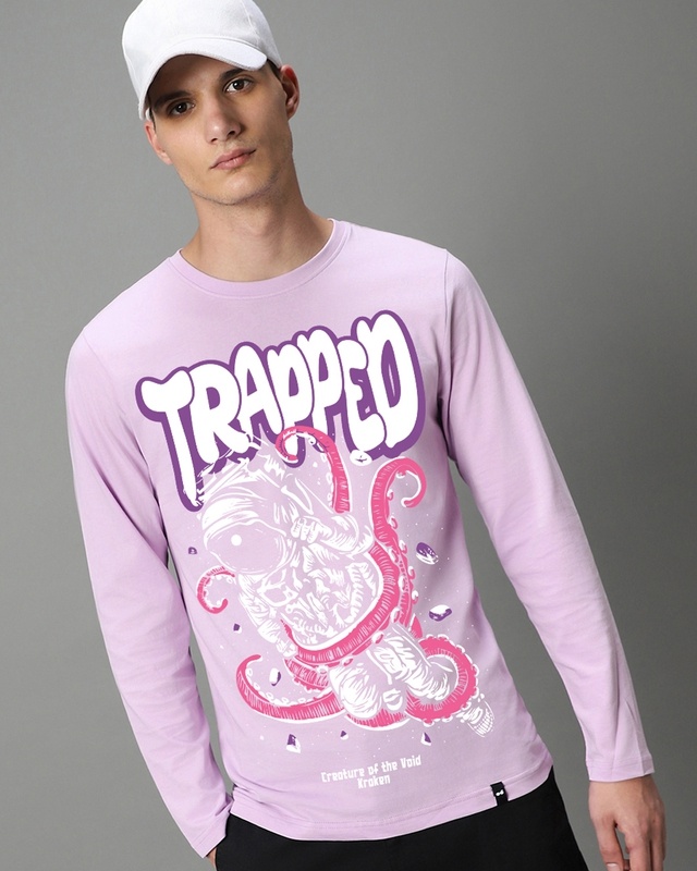 Shop Men's Purple Trapped Graphic Printed T-shirt-Front