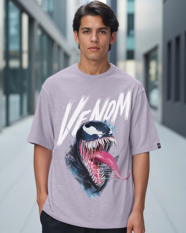 Shop Men's Purple Venom Scream Graphic Printed Oversized T-shirt-Front