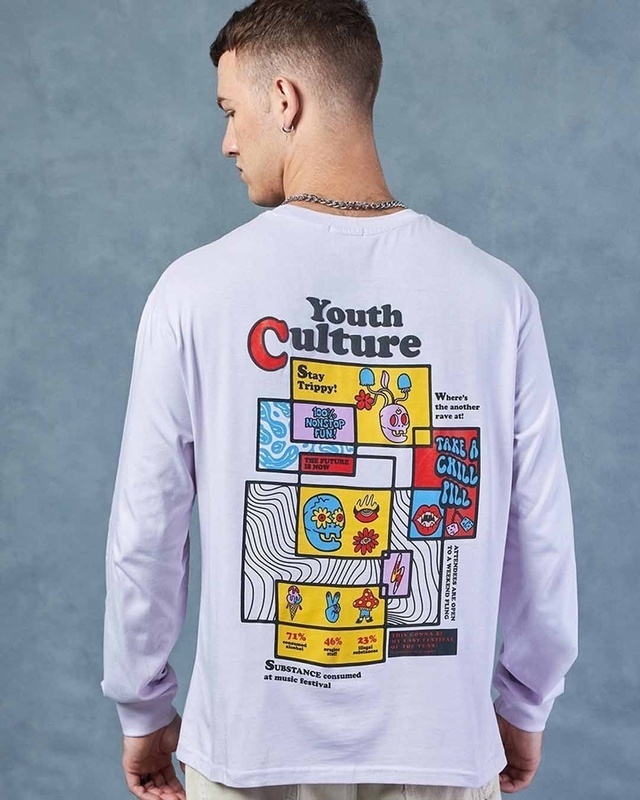 Shop Men's Purple Youth Culture Graphic Printed Oversized T-shirt-Front