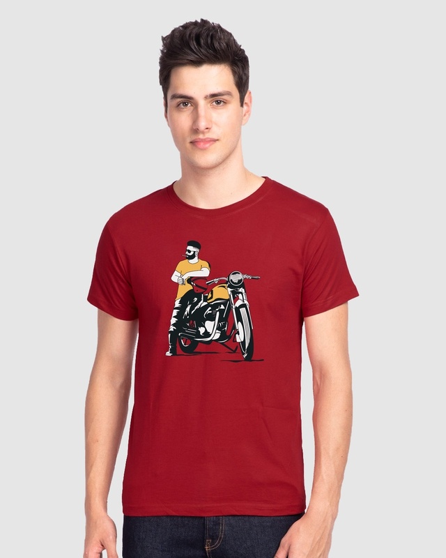 Shop Men's Red Biker Bro T-shirt-Front