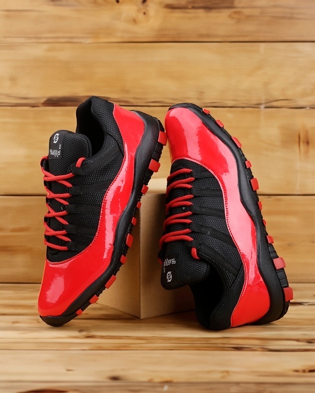 Shop Men's Red & Black Color Block Sneakers-Front
