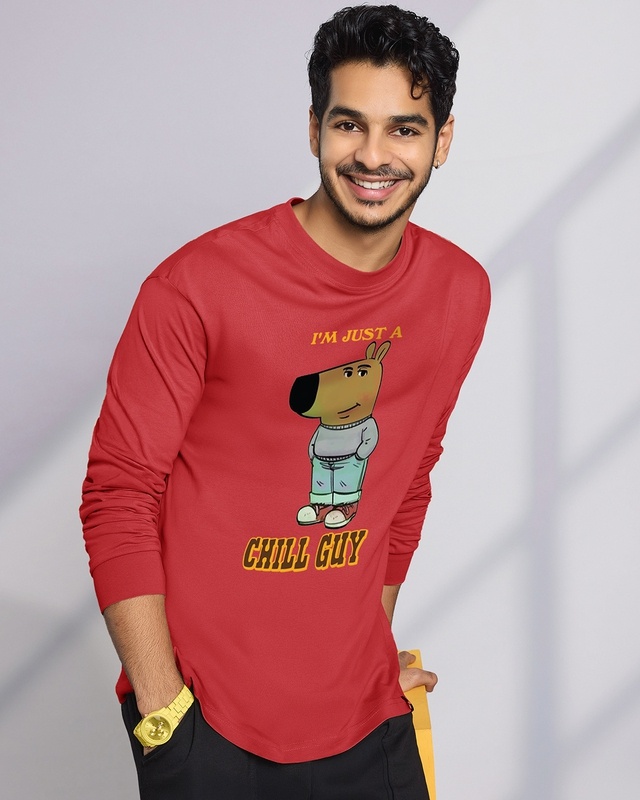 Shop Men's Red Chill Guy Graphic Printed Oversized T-shirt-Front