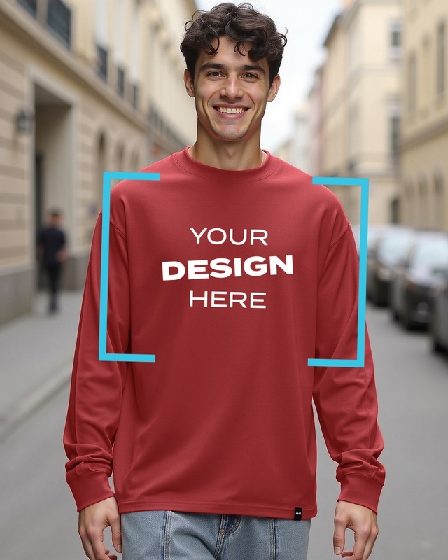 Shop Men's Red Customizable Oversized T-shirt-Front